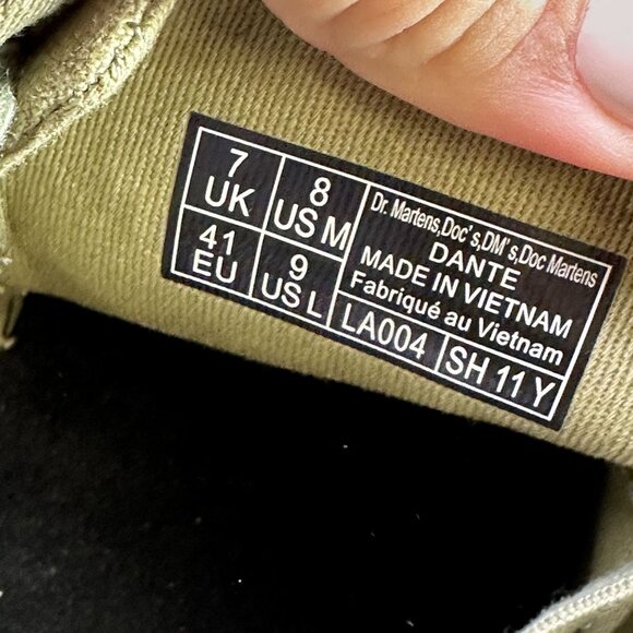 Dr. Marten's Dante Women's size 9 Army Green Canvas Shoes - Picture 8 of 8